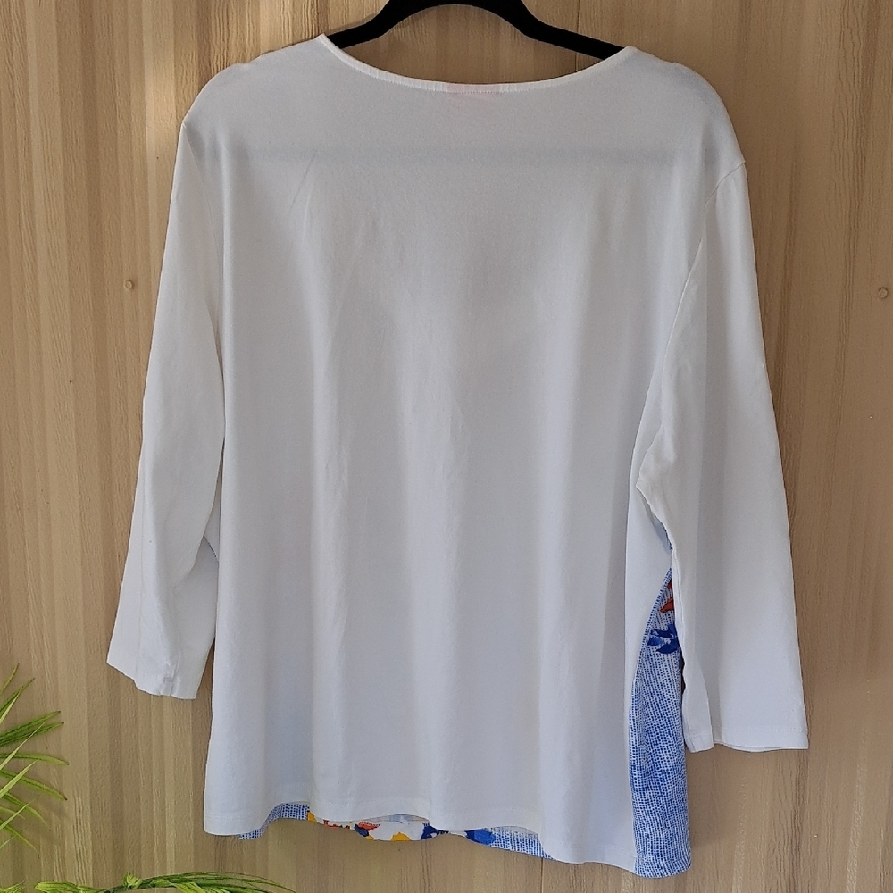 Hearts of Palm Floral Long Sleeve Top - Red, Blue, Yellow.  Size 2X NWOT - Picture 6 of 7